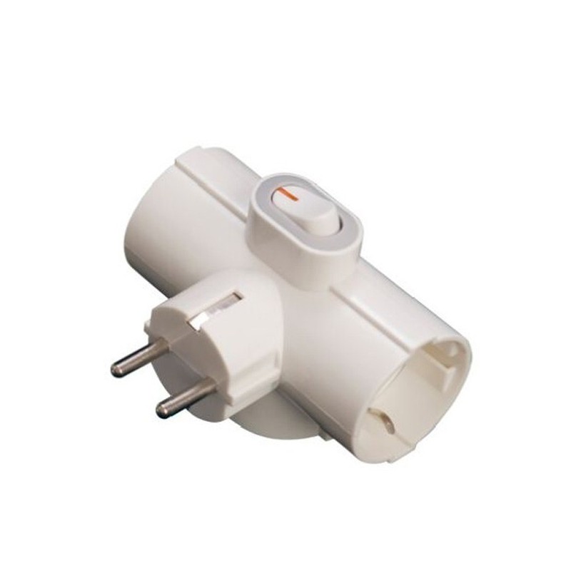 Adaptador Triple Schuko+Int 16A 250V