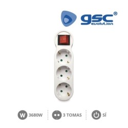 Ladrón Triple Schuko CON INTERRUPTOR