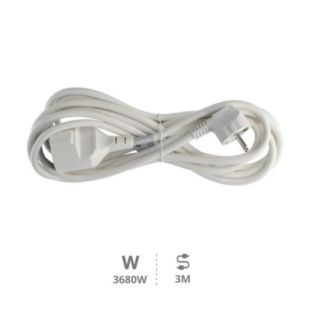 Prolongador 3 Mts. M-H Schuko Blanco 3x1.5