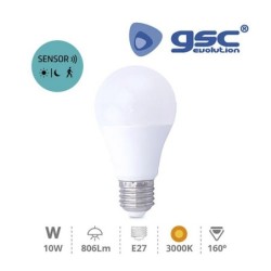 Bombilla E27 LED 10w con sensor de movimiento 806Lm Luz cálida