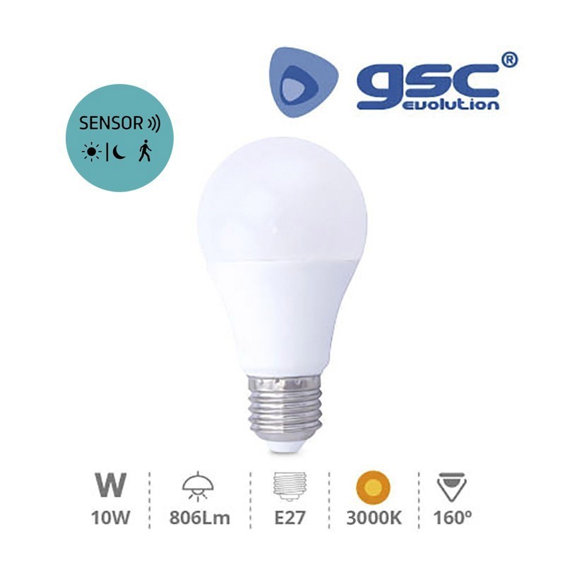Bombilla E27 LED 10w con sensor de movimiento 806Lm Luz cálida