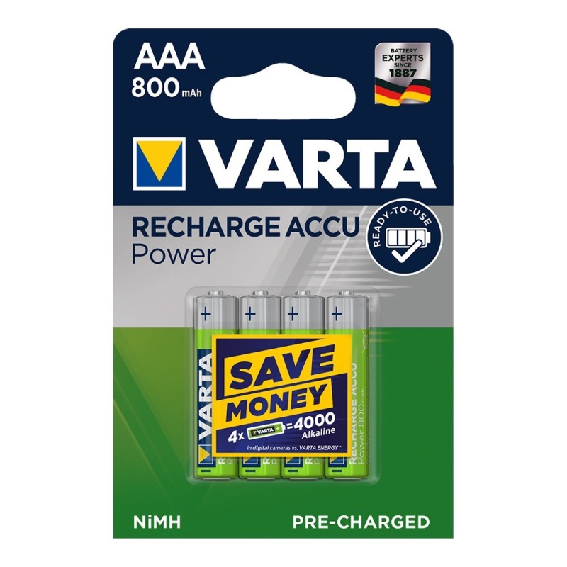 Pack 4 Pilas AAA 800 mAh Varta
