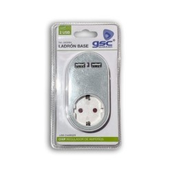 Adaptador Base Schuko 16A + 2 USB 5v DC 3.4A 2