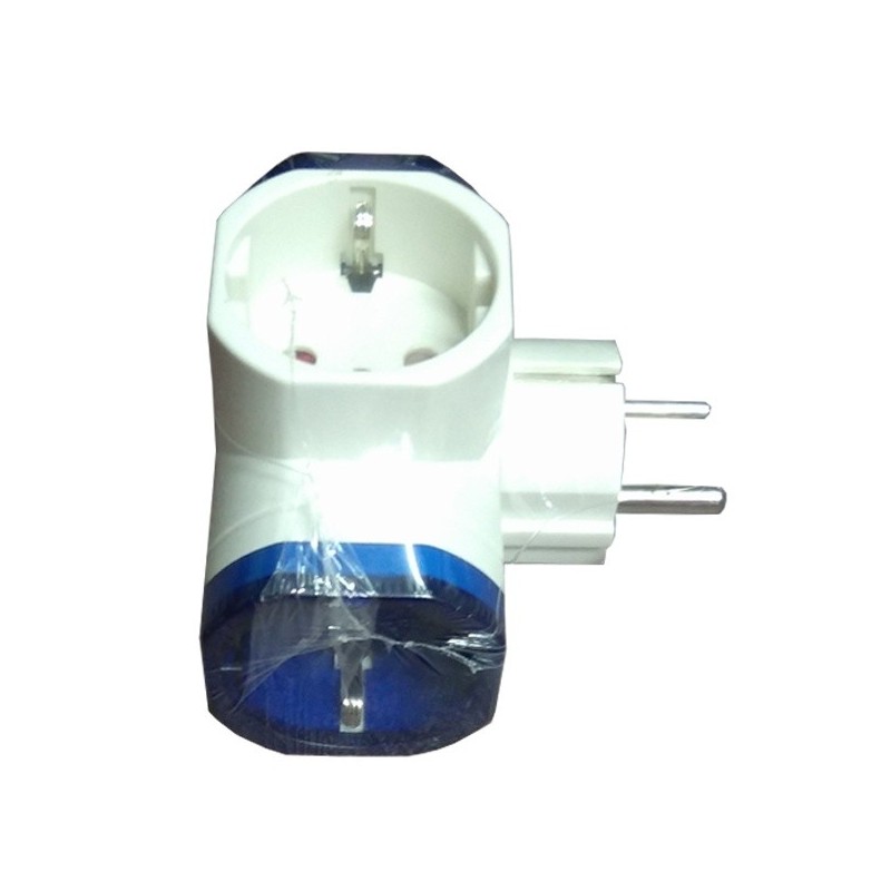 Adap. Triple Schuko Tapa Azul