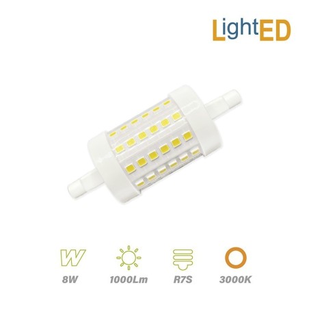 Lineal Led R7s 78mm 8w 1000lm LUZ CALIDA