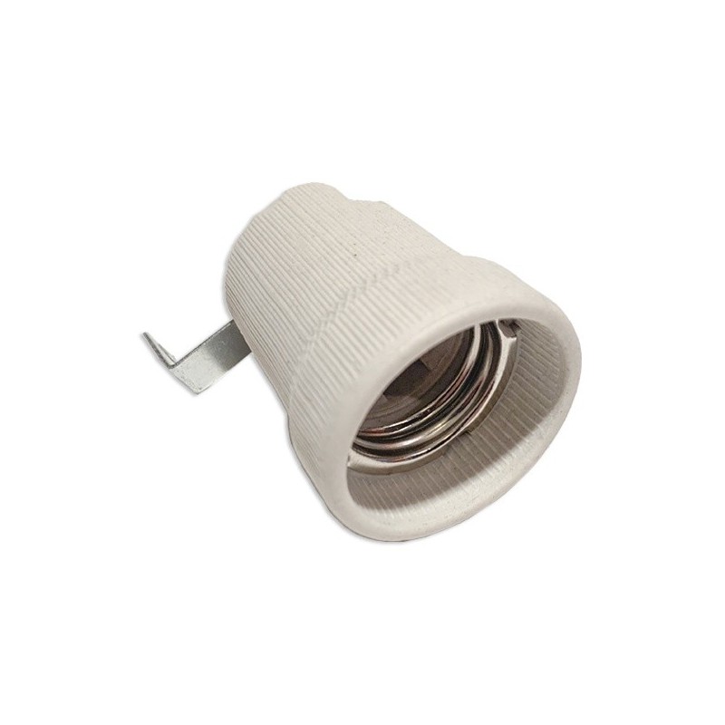 Portalámparas de Plafón E27 Cerámico Blanco y Escuadra