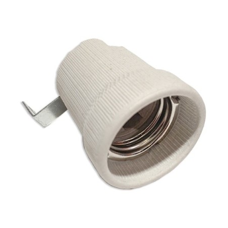 Portalámparas de Plafón E27 Cerámico Blanco y Escuadra