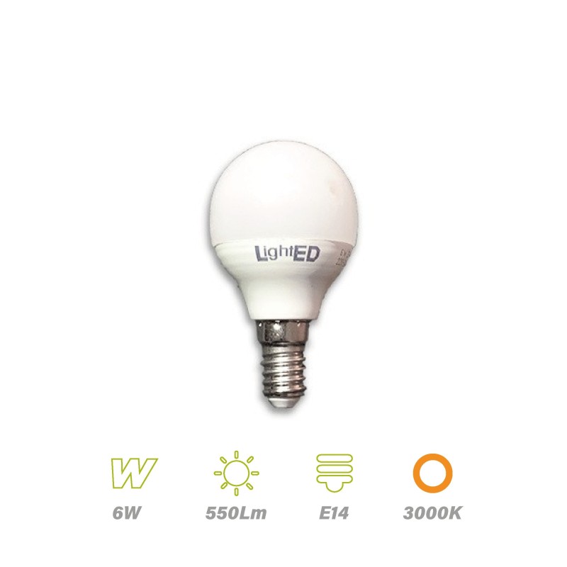 Esférica Led casquillo E14 6w 3000K 550lm LightED