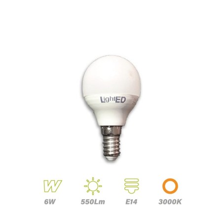 Esférica Led casquillo E14 6w 3000K 550lm LightED