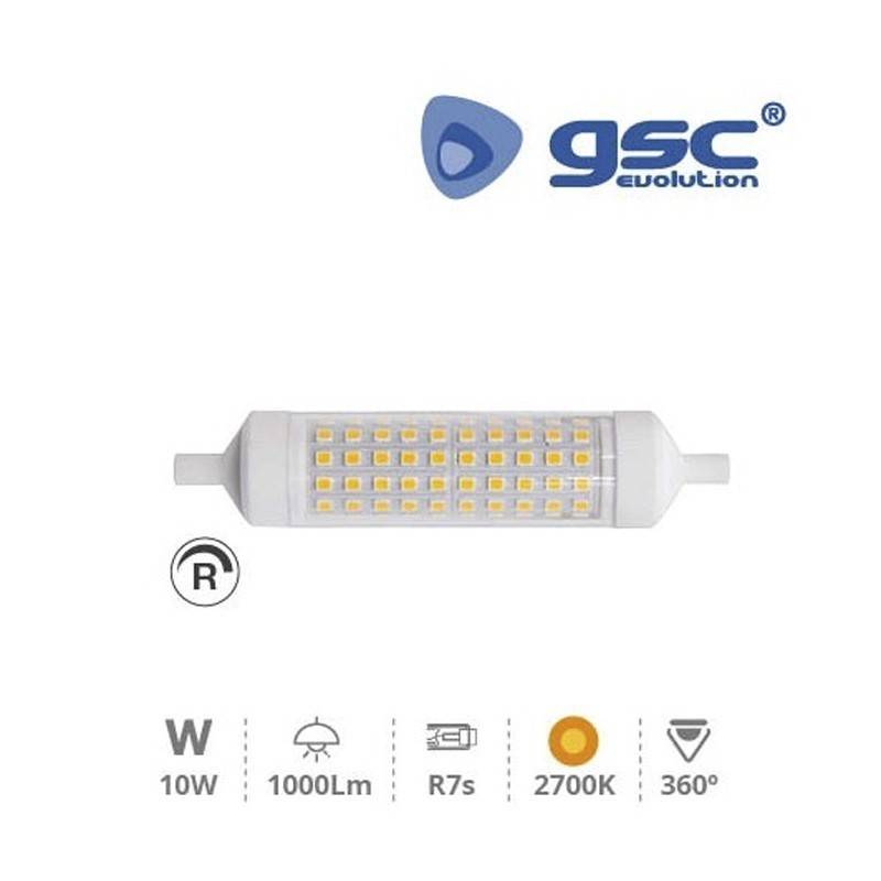 Bombilla LED R7s 118mm 10w 2700K Regulable