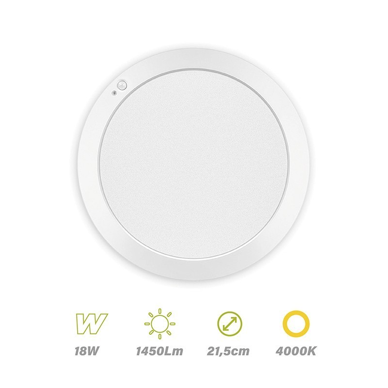 Plafon LED sensor movimiento 18w 4000K