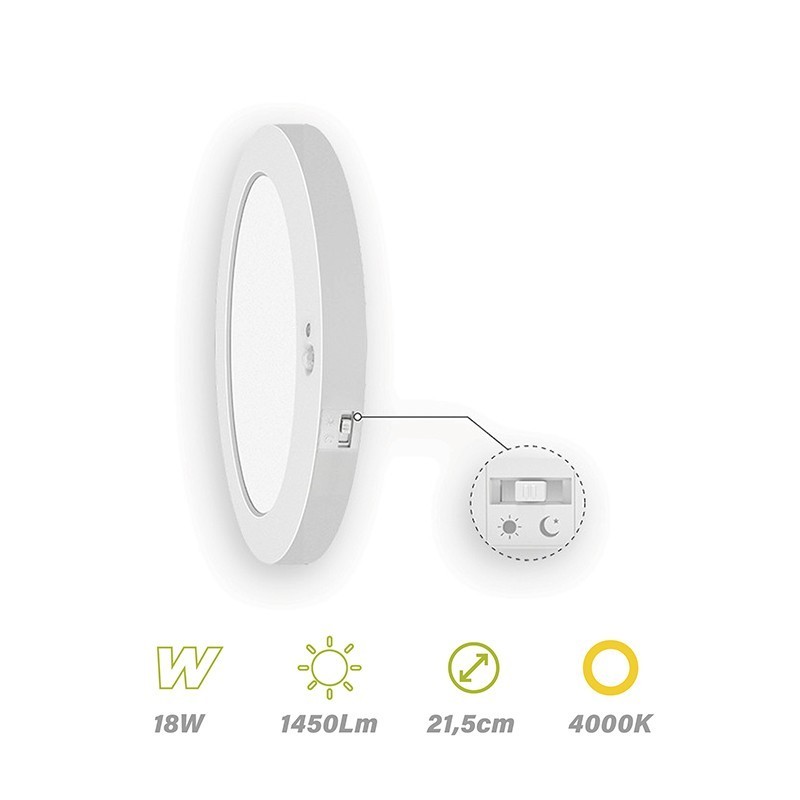 Plafon LED sensor movimiento 18w 4000K
