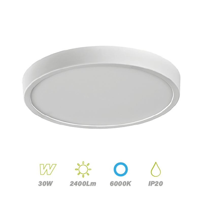 Plafón Led Ø 30 aro Blanco 30w Luz Fría