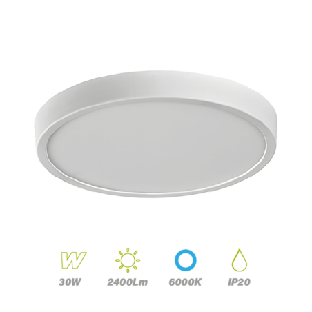 Plafón Led Ø 30 aro Blanco 30w Luz Fría