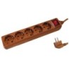 Base 5 Enchufes + 1'5 Mts + Interruptor MADERA