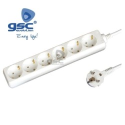 Base 6 Tomas Schuko + 1'5m cable 3x1.5mm