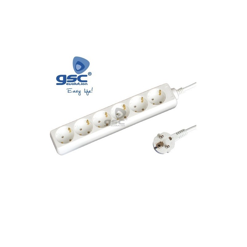 Base 6 Tomas Schuko + 1'5m cable 3x1.5mm