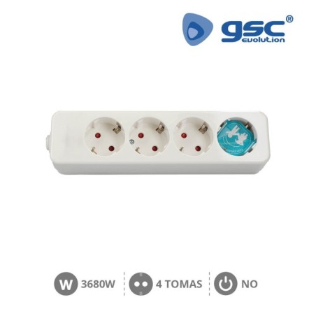 Base 4 enchufes Schuko Desmontable