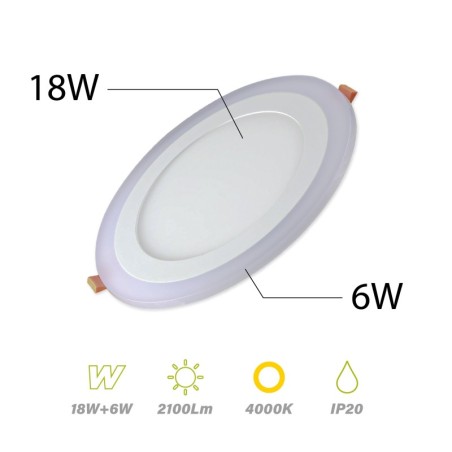 Downlight LED 18W con Luz Exterior Blanco Día