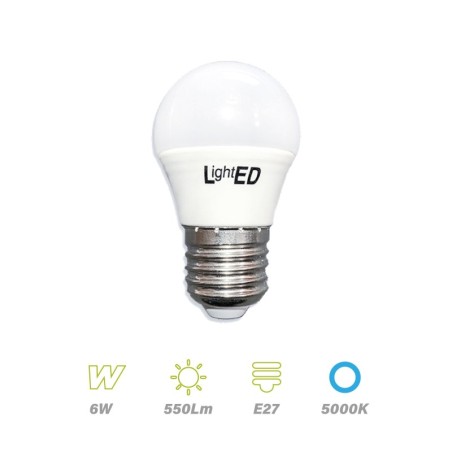 Esferica Led E27 6w 550lm Luz Fría