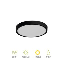 Plafón Led Ø 23cm aro Negro 20w Luz Día