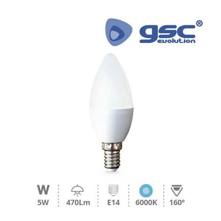 Bombilla Vela LED 5W E14 6000ºK