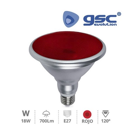 Bombilla PAR38 LED 18w 700lm LUZ ROJA