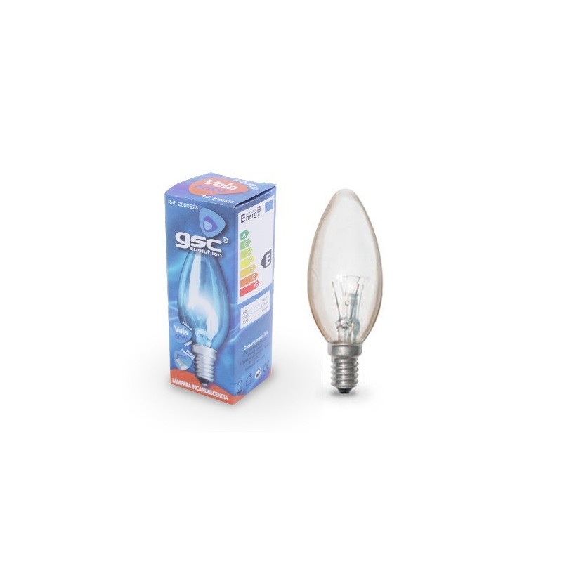 Bombilla Incandescente E14 vela 60w 230v