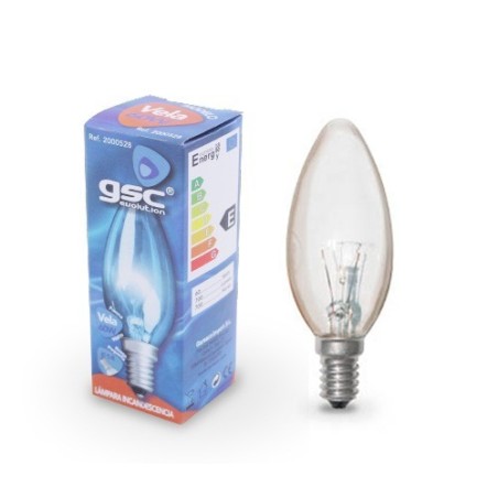Bombilla Incandescente E14 vela 60w 230v