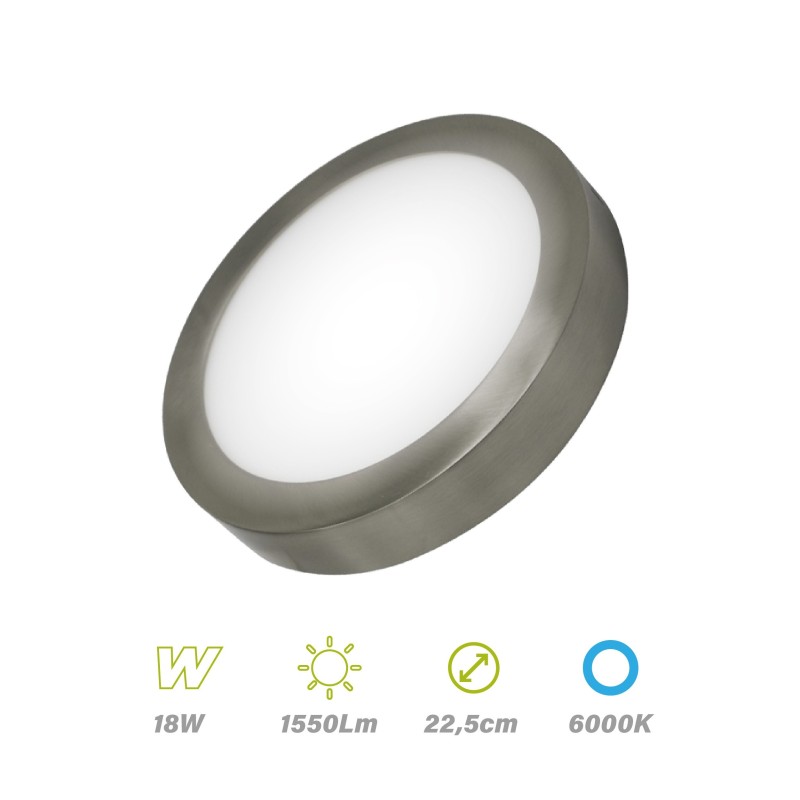 Plafón circular Led Niquel Satinado 18w Luz Fría