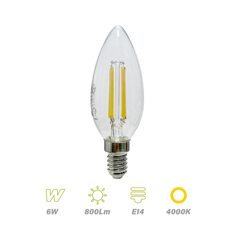 Bombilla Vela LED 6W E14 4000ºK