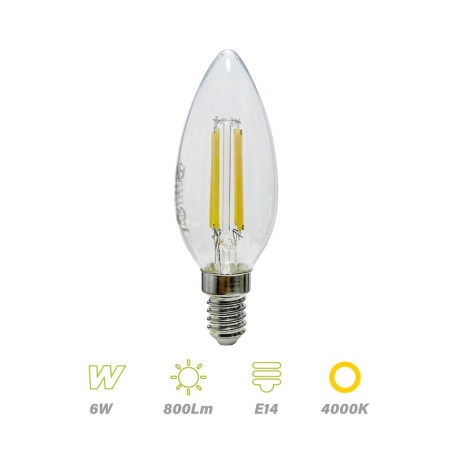 Bombilla Vela LED 6W E14 4000ºK