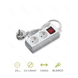 Base múltiple 2 enchufes 1.5m sección de cable 3x1.5mm