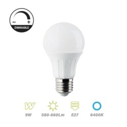 Bombilla LED E27 REGULABLE 9w 6400K