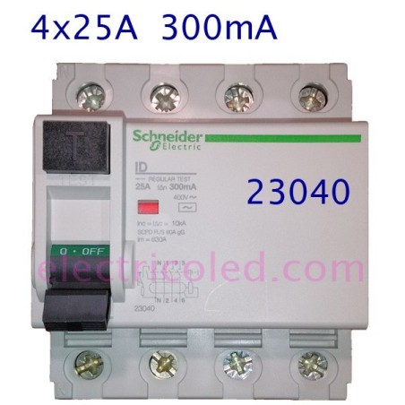 I. Diferencial 4P 25A/300mA (Schneider)