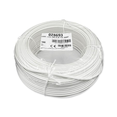 R.100mts Cable plano 2 hilos Blanco de sección 0.75mm²