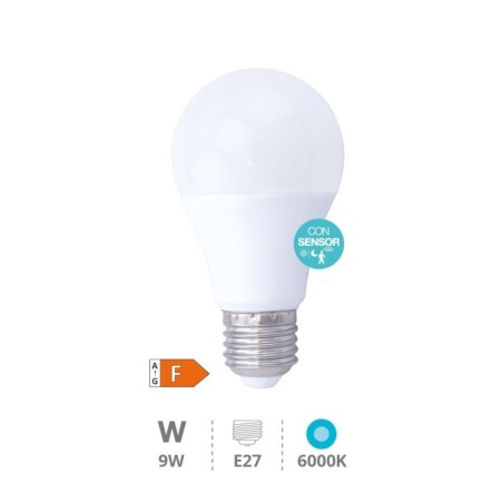 Bombilla E27 LED 9w con sensor de movimiento 950Lm Luz Fría
