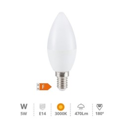 Bombilla LED Vela E14 5w 470lm Luz Cálida