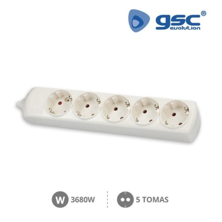 Regleta 5 enchufes Schuko Serie Ultra T5 16A sin cable