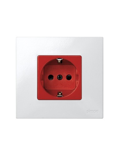 Enchufe 16A T.T. Lateral Schuko Rojo Simon 27