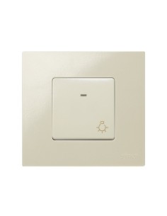 Pulsador Ancho Marfil con grabado de Luz Simon 27 2