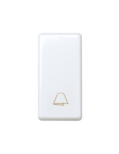 Pulsador Estrecho con grabado Campana Blanco Simon 27