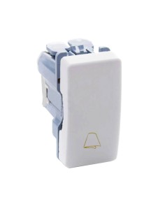 Pulsador Estrecho con grabado Campana Blanco Simon 27 2