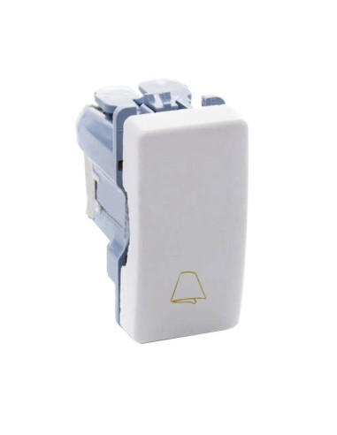 Pulsador Estrecho con grabado Campana Blanco Simon 27