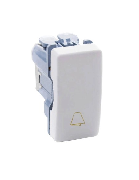 Pulsador Estrecho con grabado Campana Blanco Simon 27