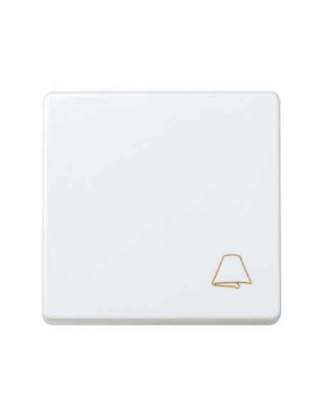 Pulsador Ancho con grabado Campana Blanco Simon 27