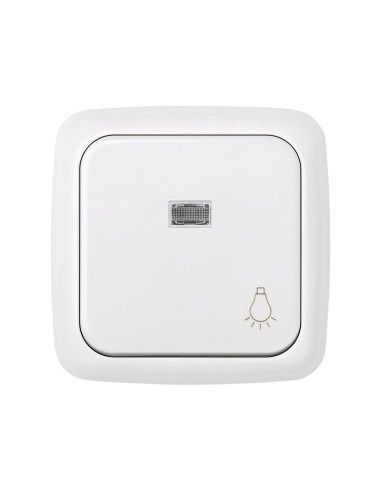 Pulsador Blanco con Grabado de Luz Simon 31