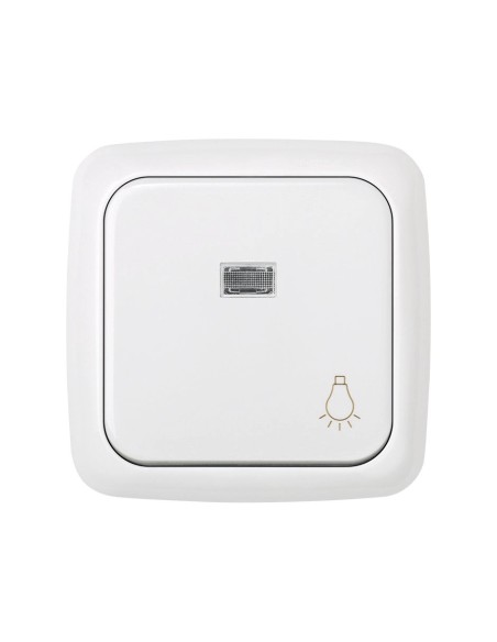 Pulsador Blanco con Grabado de Luz Simon 31