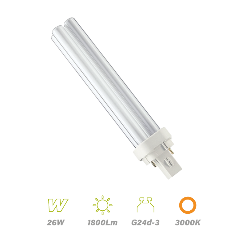 Philips Cálida PL-C 2P 26wbombilla-bajo-consumo-philips-pl-c-2p-26w-830-master-electricoled