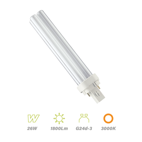 Philips Cálida PL-C 2P 26wbombilla-bajo-consumo-philips-pl-c-2p-26w-830-master-electricoled